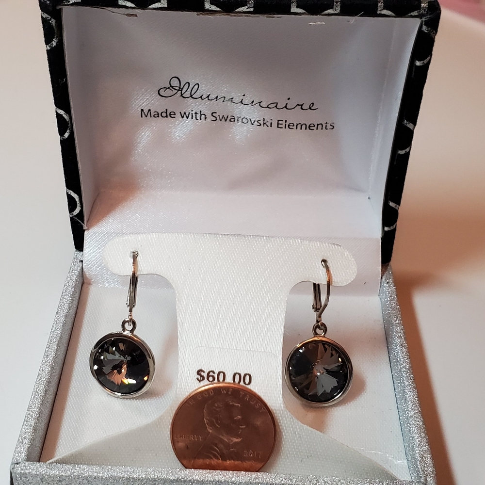 Illuminaire Swarovski Crystal Halo Drop Earrings